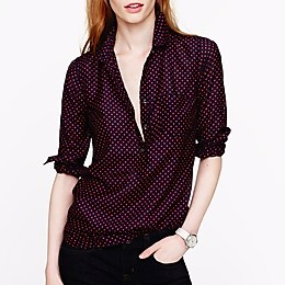 J.CREW COTTON-SILK VOILE DOT POPOVER